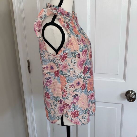 LOFT floral print high neck sleeveless blouse size S - Picture 6 of 12